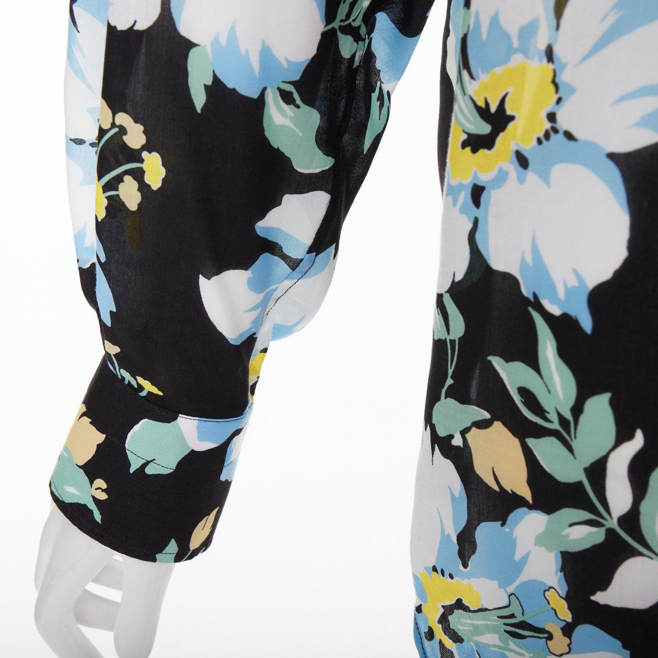 TOM FORD camicia in lyocell blu giallo nero con stampa floreale IT38 XS in vendita 2