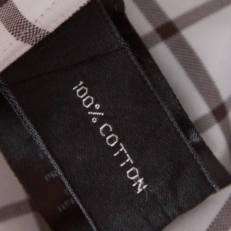 Tom Ford Brown and White Checked Cotton Long Sleeve Button Front Shirt XL For Sale 2