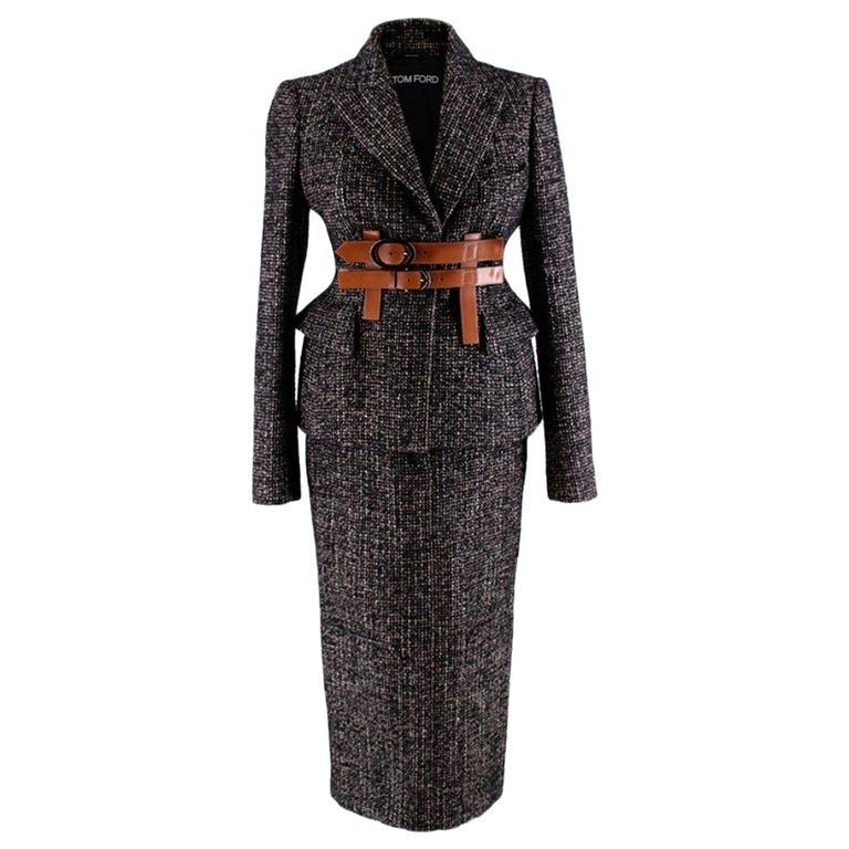 Tom Ford Brown and Black Wool blend Tweed 2-piece Suit - Size US4 at ...
