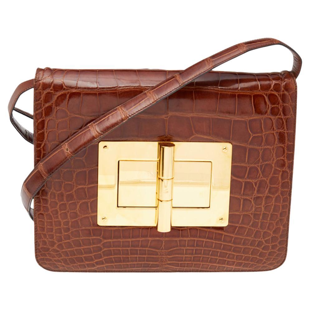 Tom Ford Light Brown Exotic Leather Small Natalia Shoulder Bag