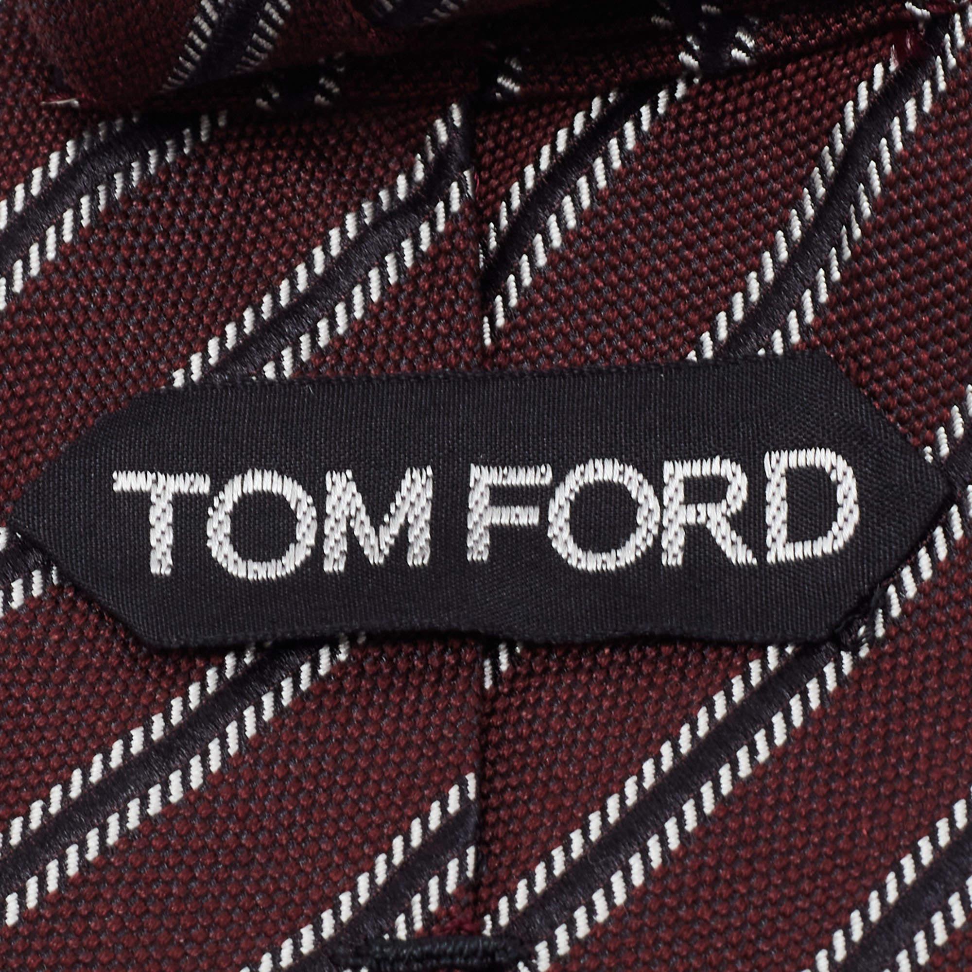 Marrone Tom Ford Cravatta in seta con motivo a righe diagonali Browning in vendita