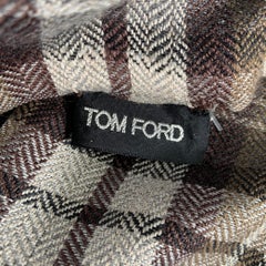 TOM FORD Brown Grey Plaid Cashmere / Silk Scarves