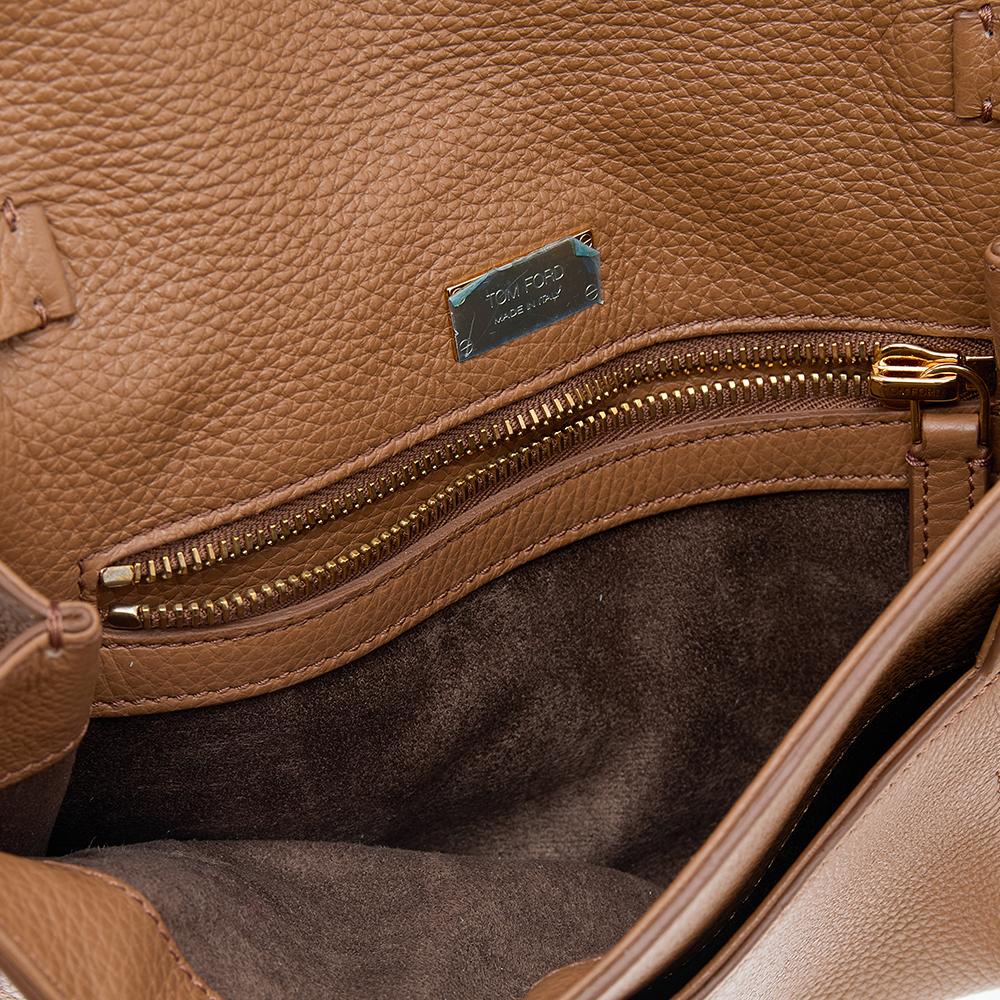 Tom Ford Brown Leather Alix Zip and Padlock Crossbody Bag 2