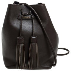 Tom Ford Brown Leather Double Tassel Bucket Bag