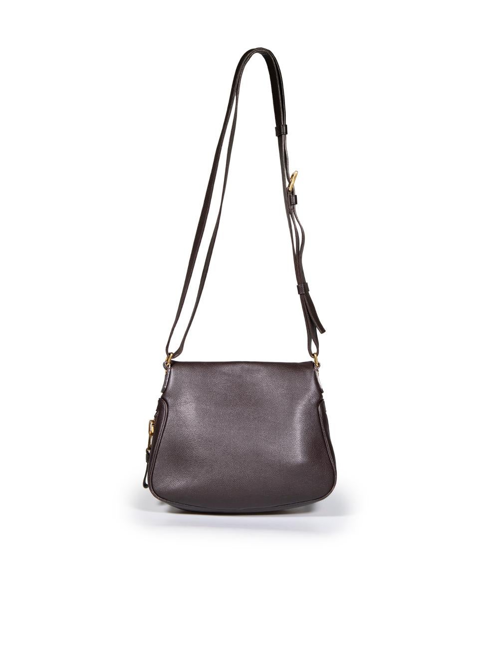 Tom Ford Brown Leather Medium Jennifer Crossbody Bag In Excellent Condition In London, GB