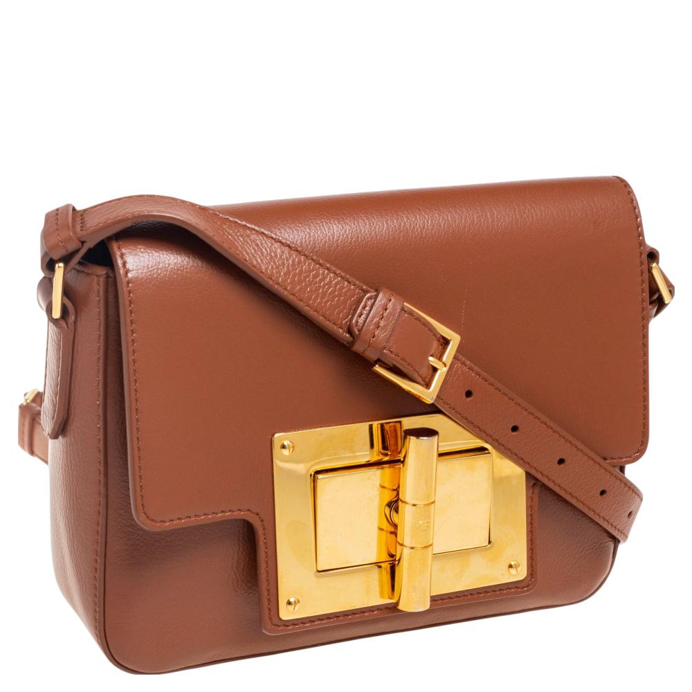 Tom Ford Brown Leather Small Natalia Shoulder Bag For Sale 2