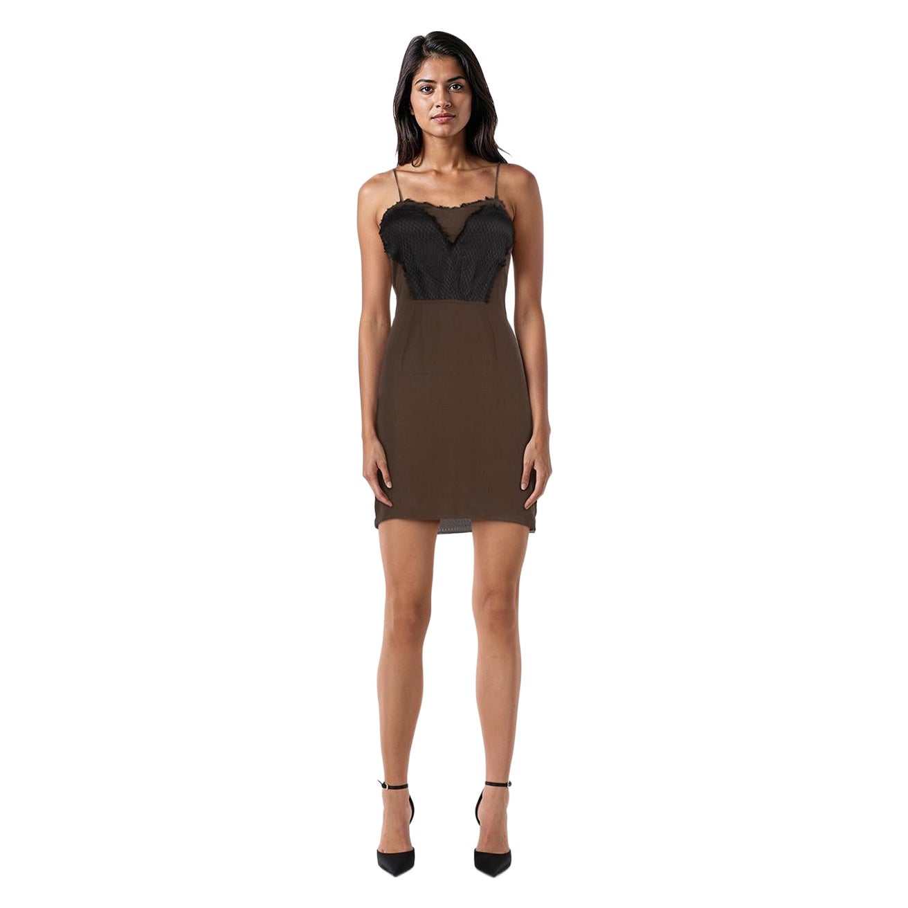 Tom Ford Brown Mini Net Panel Dress Size XXS For Sale