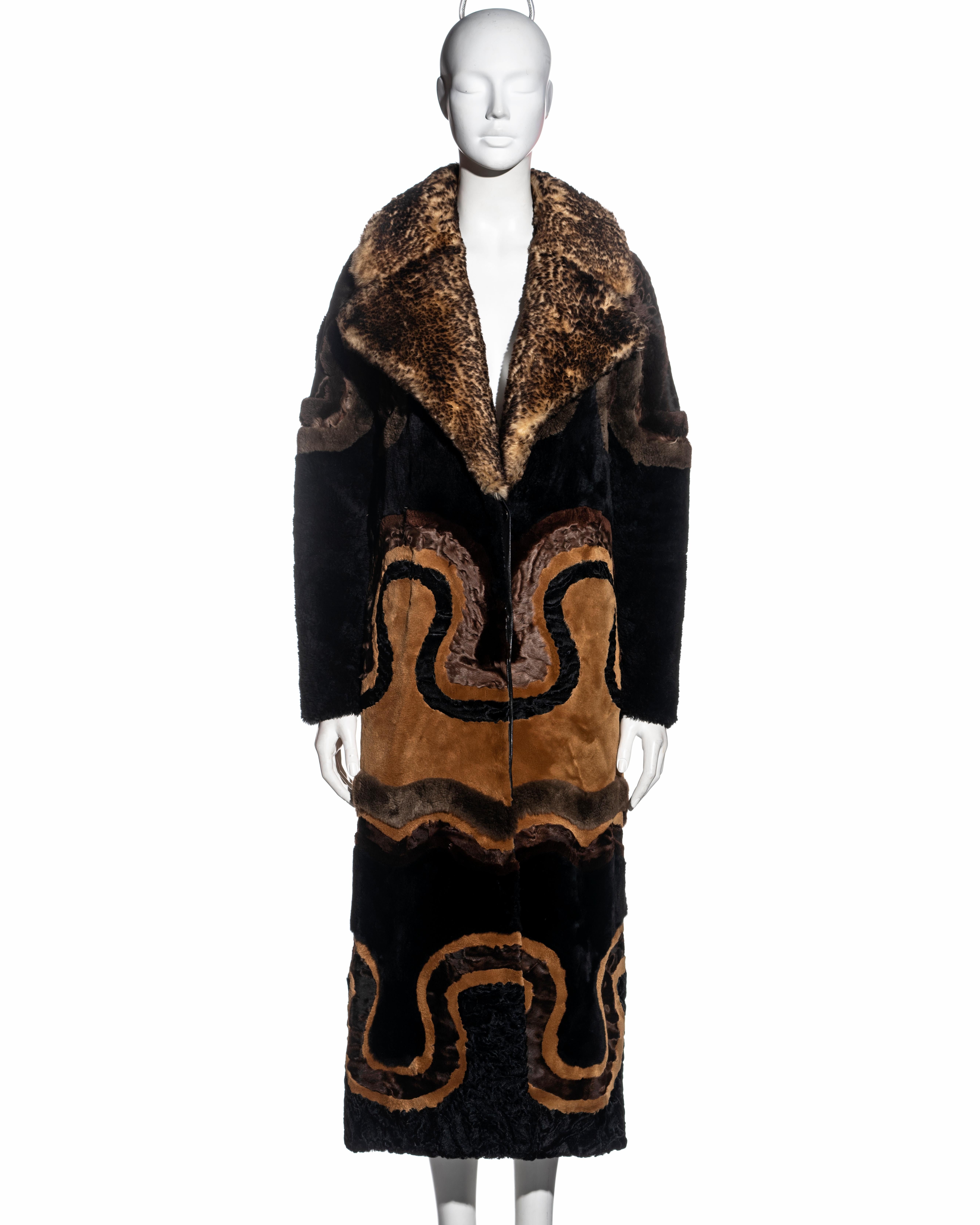 ▪ Tom Ford multi-fur long coat 
▪ North American Beaver, Mink, Coypu, Persian Lamb
▪ 1970s inspired pattern made up of many impressive sinuous seams that curve and undulate
▪ Horn buttons at front opening with black leather placket 
▪ Large Persian