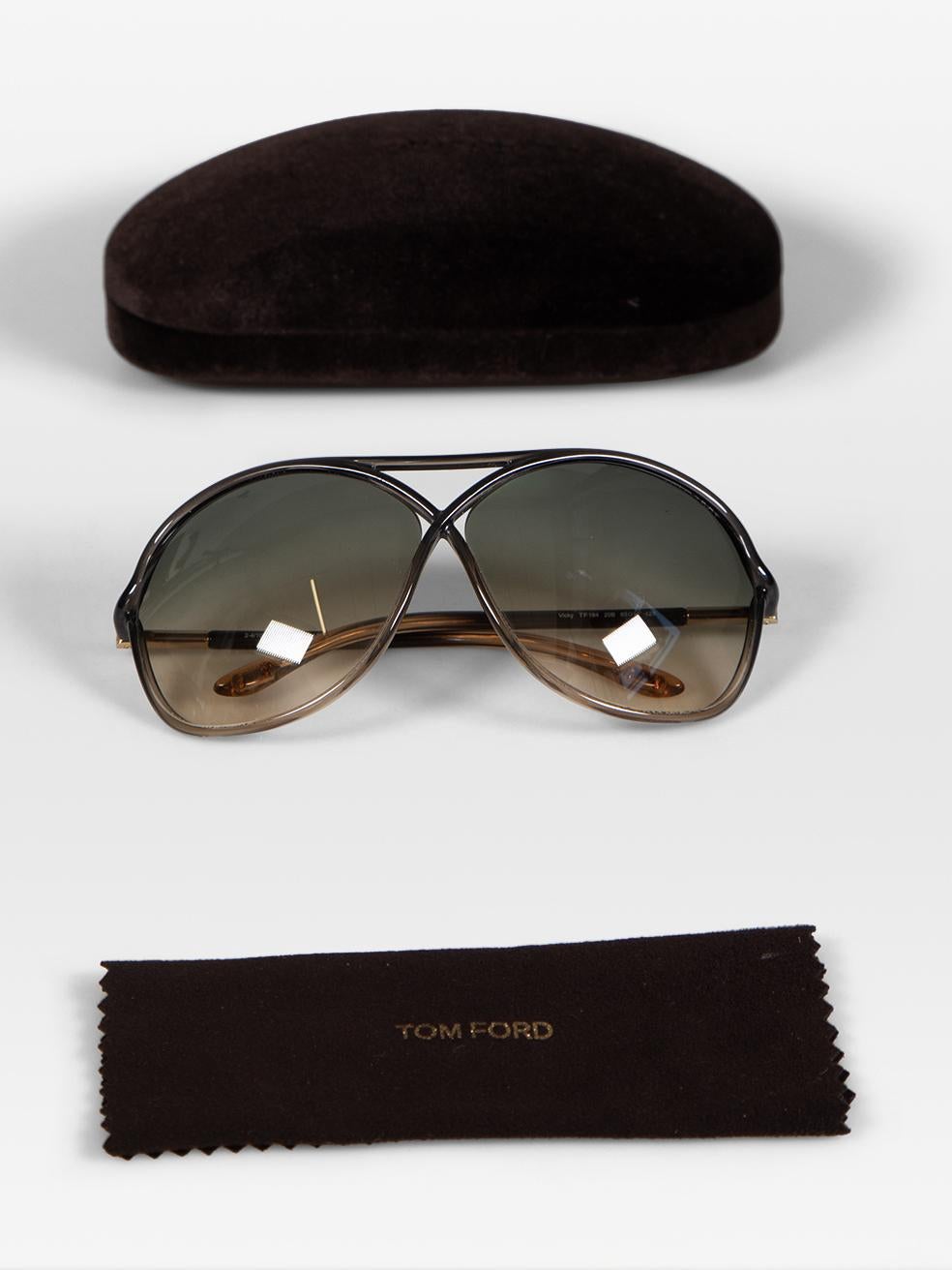 Tom Ford Brown Round Frame Gradient Sunglasses For Sale 5
