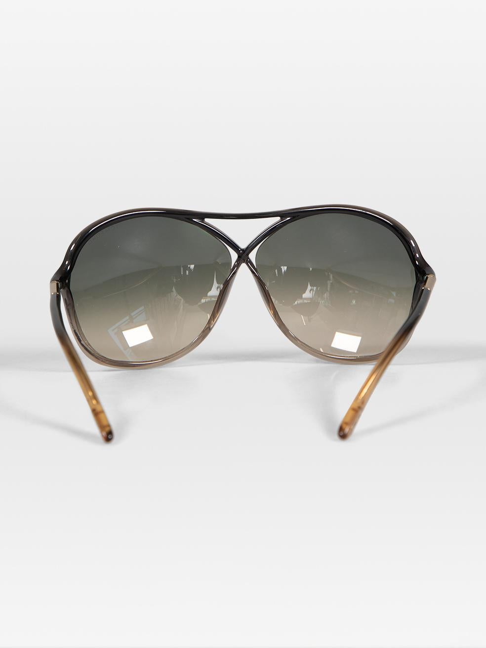 Gray Tom Ford Brown Round Frame Gradient Sunglasses For Sale