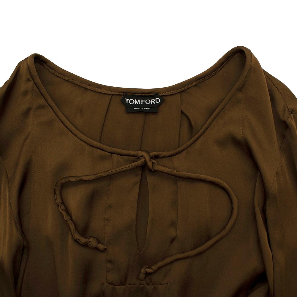 Tom Ford Brown Silk Blouse - Size US 2 For Sale 4