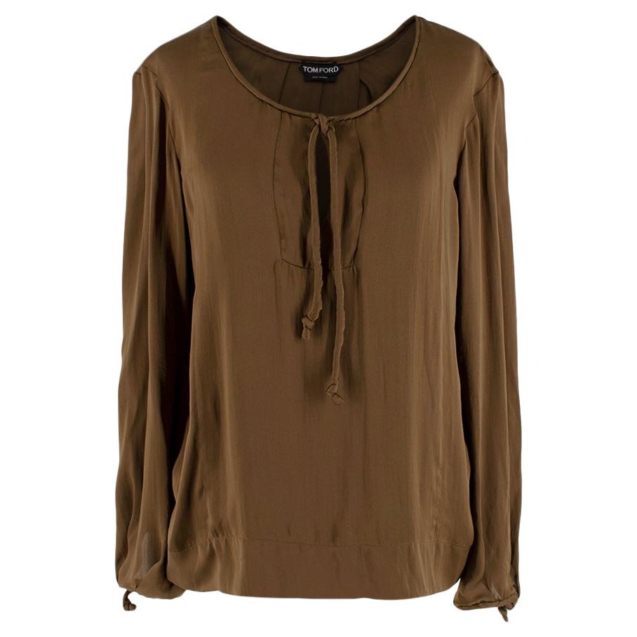 Tom Ford Brown Silk Blouse - Size US 2 For Sale