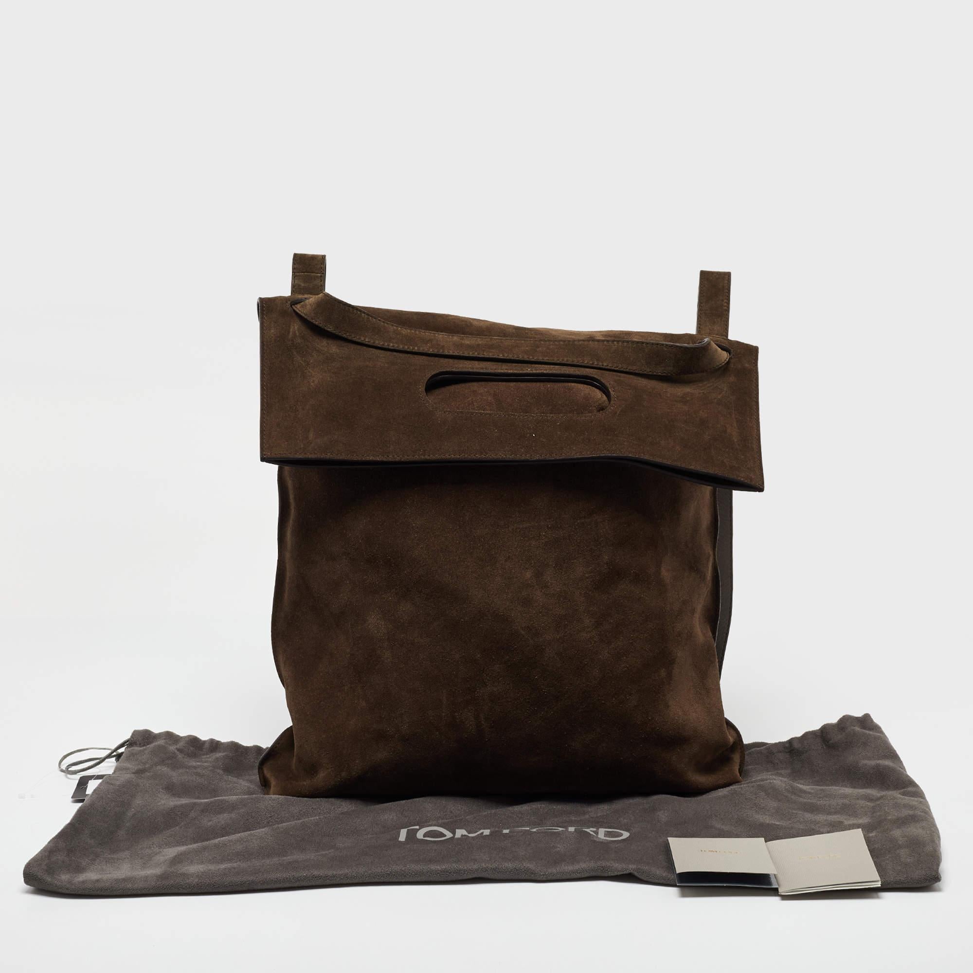 Tom Ford Zaino Alix convertibile in pelle scamosciata marrone in vendita 4