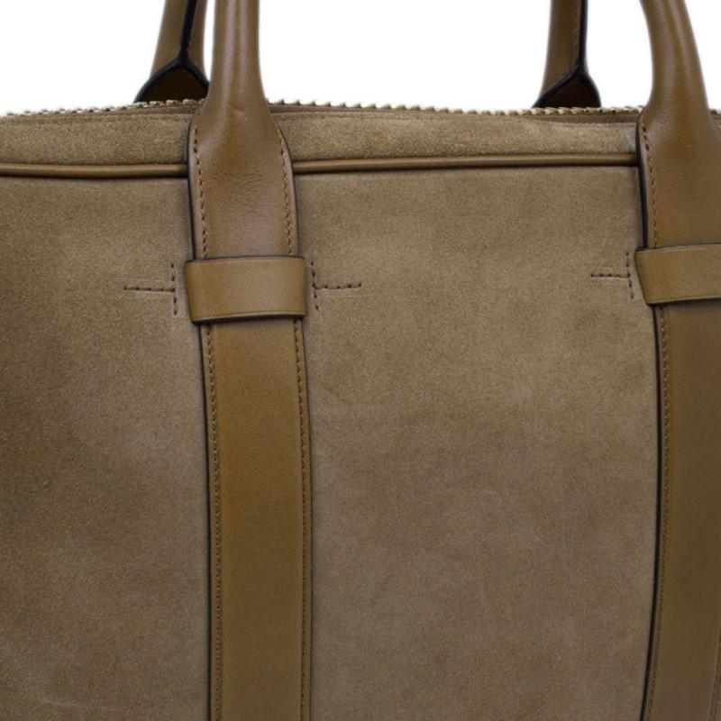 Tom Ford Brown Suede Buckley Flat Trapeze Briefcase 2
