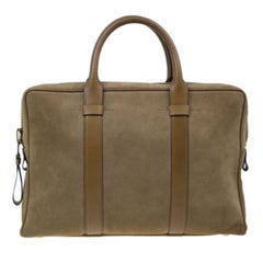Tom Ford Brown Suede Buckley Flat Trapeze Briefcase