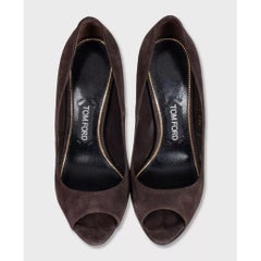 Tom Ford Brown Suede Open Toe Sculpted Heel Shoes Sz.38