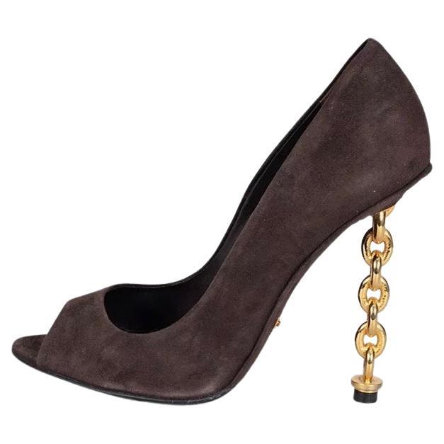 Chaussures Tom Ford en daim marron, à bout ouvert et talon sculpté, taille 38