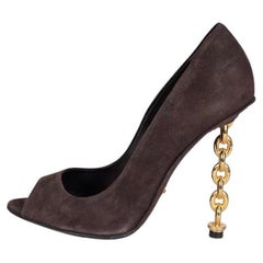 Tom Ford Brown Suede Open Toe Sculpted Heel Shoes Sz.38