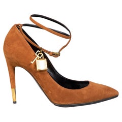 Tom Ford Brown Suede Padlock Heels Size IT 40