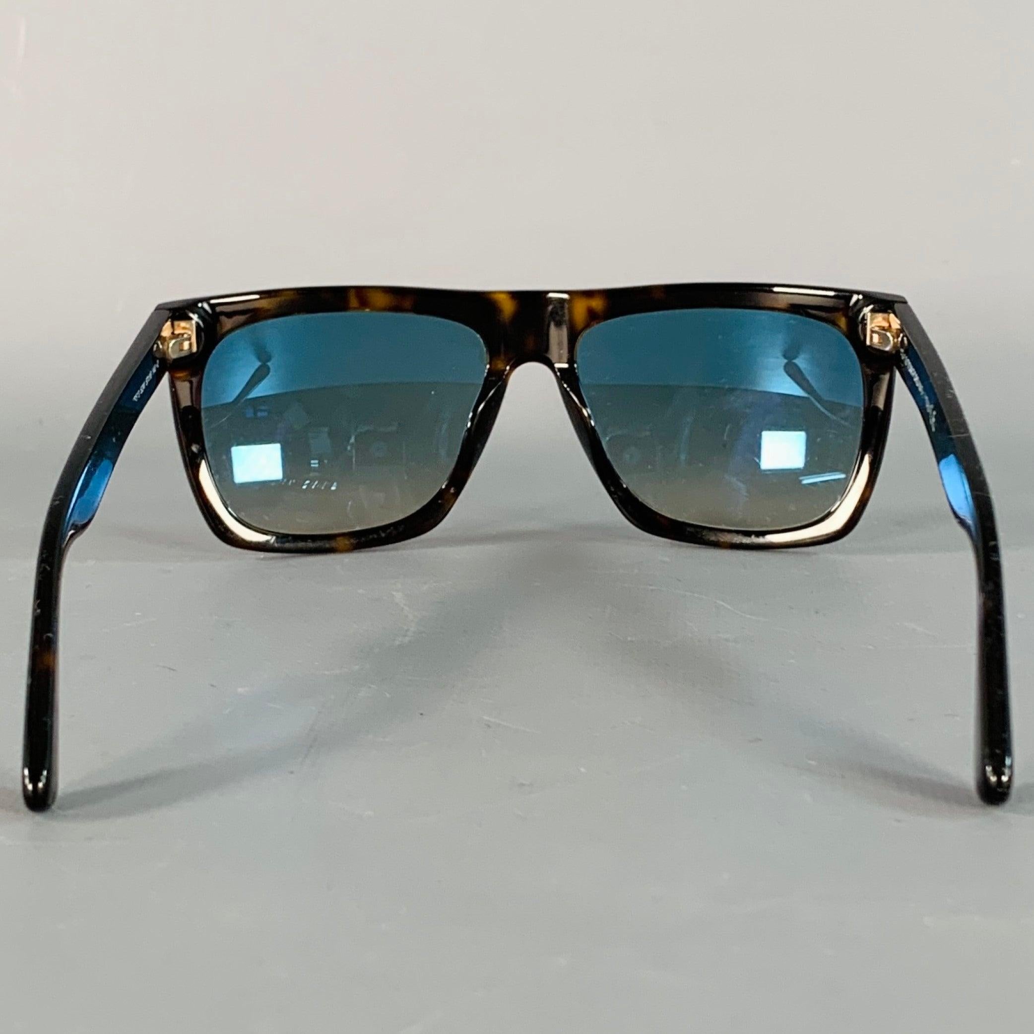 Nero TOM FORD Occhiali da sole quadrati in acetato tartarugato marrone in vendita