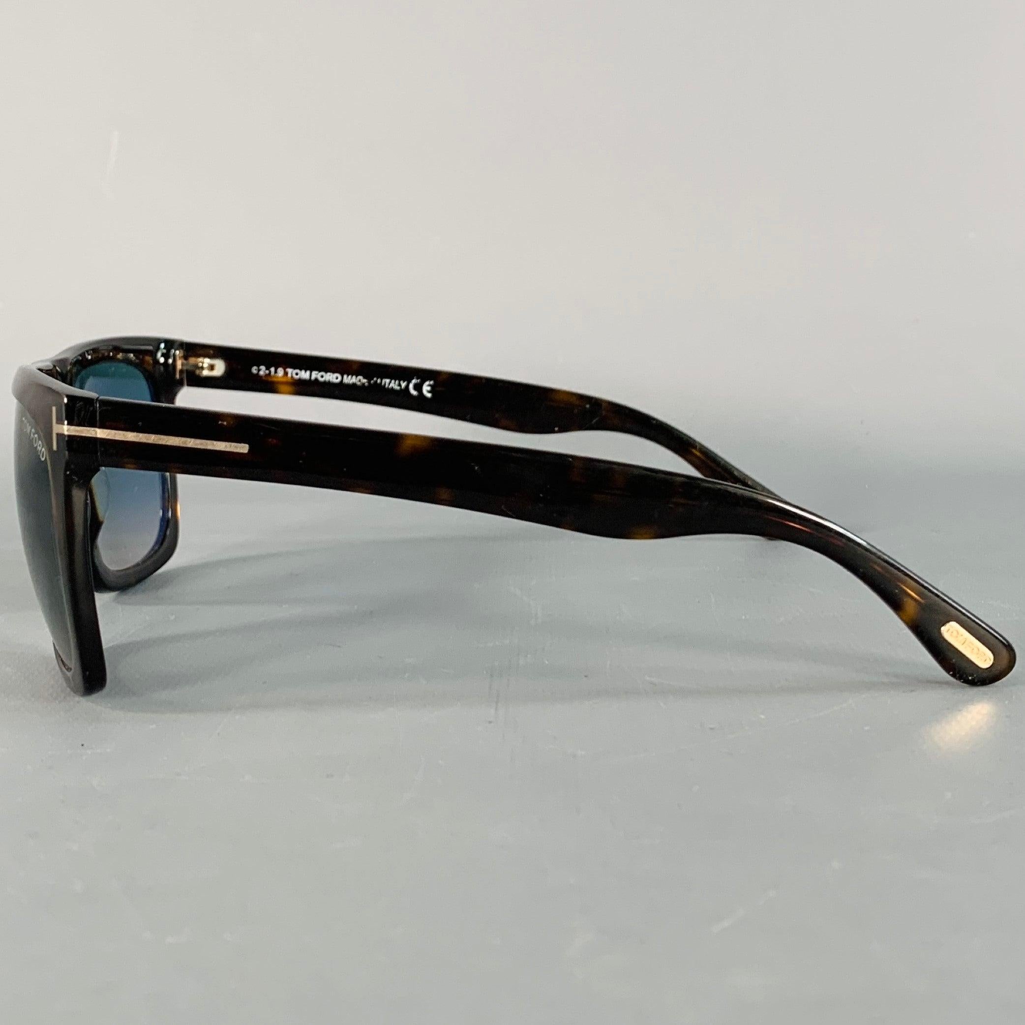 TOM FORD Occhiali da sole quadrati in acetato tartarugato marrone In condizioni buone in vendita a San Francisco, CA