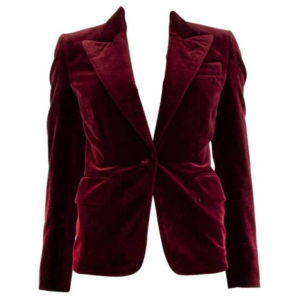 TOM FORD burgundy cotton VELVET BLAZER Jacket 36 XXS For Sale at ...