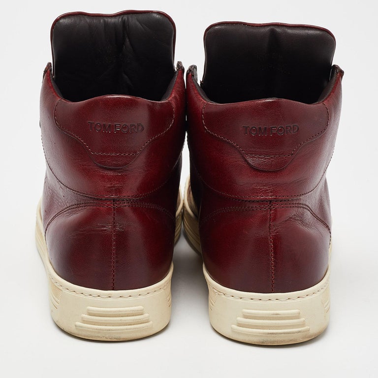 TOM FORD Size 8 Burgundy Leather High Top Lace Up Shoes Tom Ford Burgundy Leather High Top Sneakers Size 36.5 Tom  main image 2