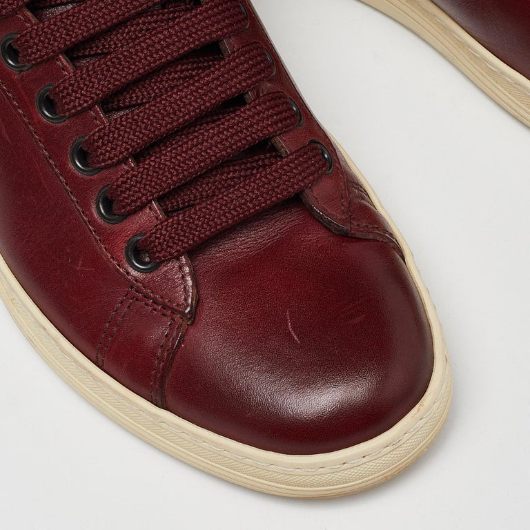 Tom Ford Burgundy Leather High Top Sneakers Size 36.5 at 1stDibs display picture 2