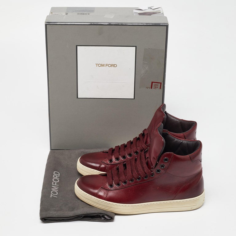 TOM FORD Size 8 Burgundy Leather High Top Lace Up Shoes Tom Ford Burgundy Leather High Top Sneakers Size 36.5 Tom  main image 3