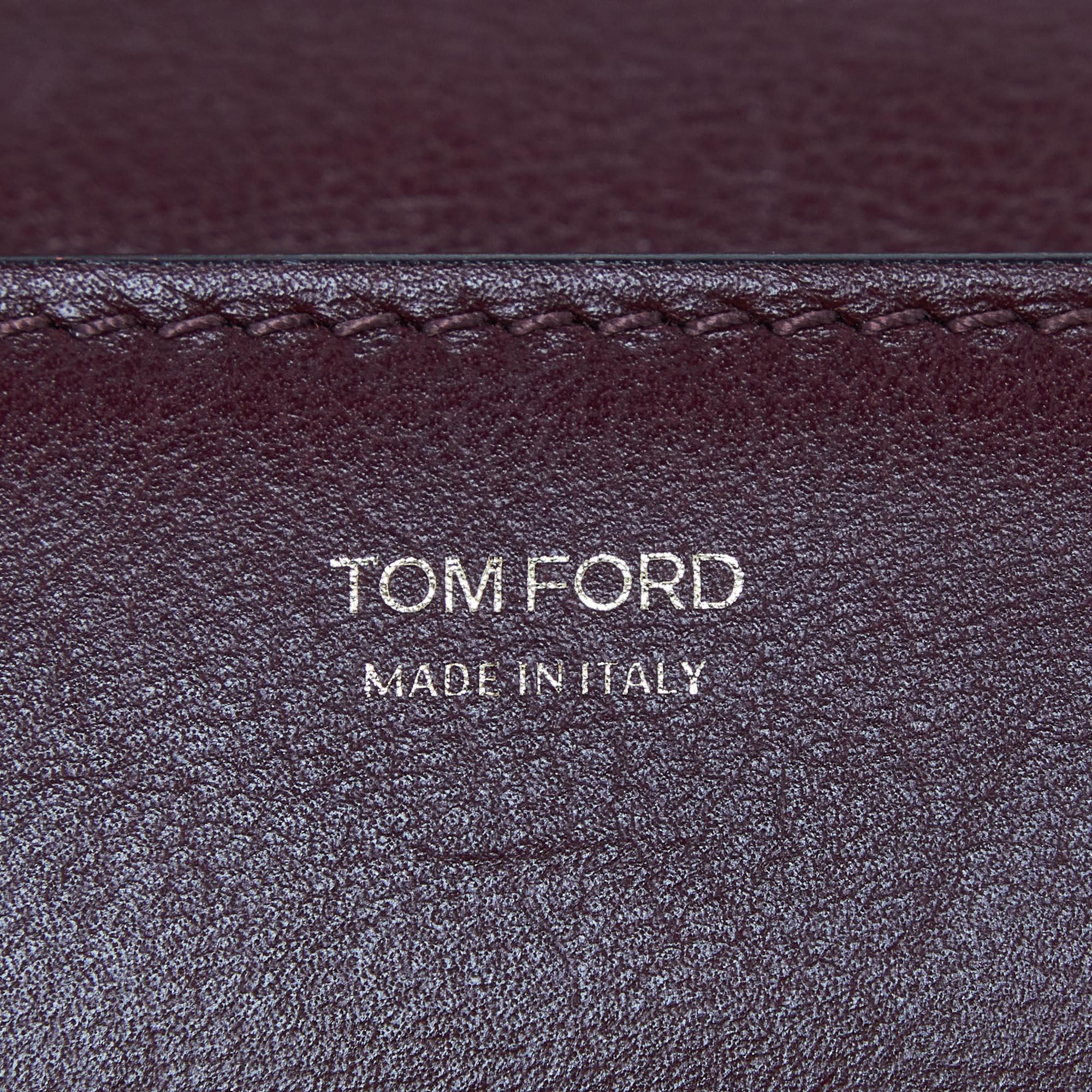Tom Ford petit sac à bandoulière Natalia en cuir bordeaux en vente 5