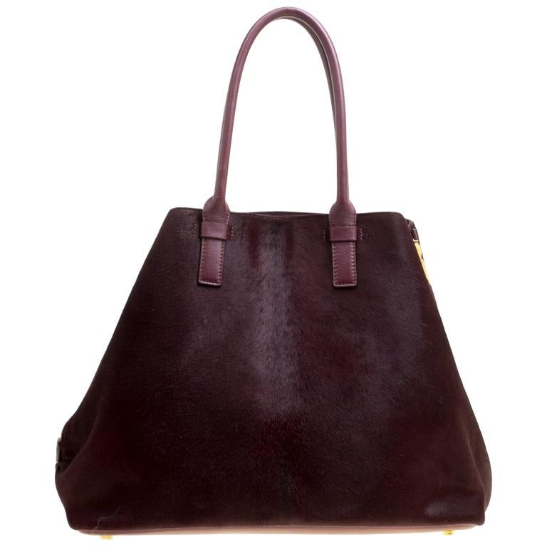 Tom Ford Burgundy Pony Hair and Leather Medium Jennifer Tote For Sale ...