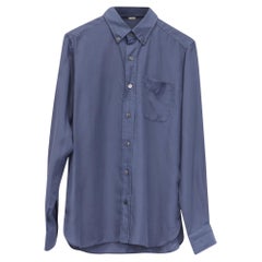 Camicia button-down di Tom Ford in lyocell blu