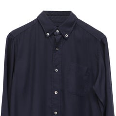 Camicia button-down Tom Ford in lyocell blu navy