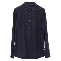 Camicia button-down Tom Ford in lyocell blu navy