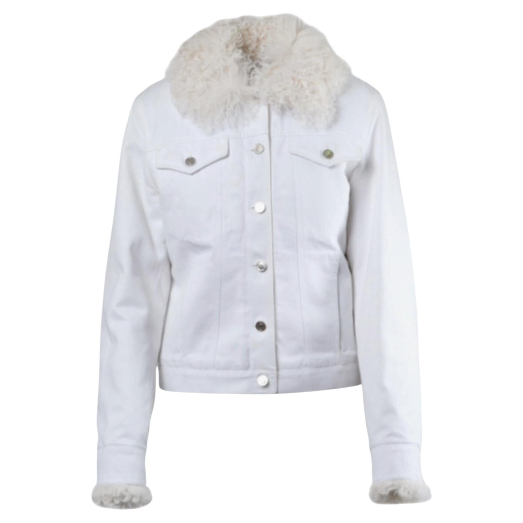 Gucci by Tom Ford White Denim and Lamb Fur Jacket - '00s