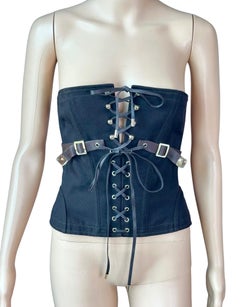 Tom Ford c.2016 Unworn Corset Bustier Lace-Up Buckle Detail Brown Crop Top