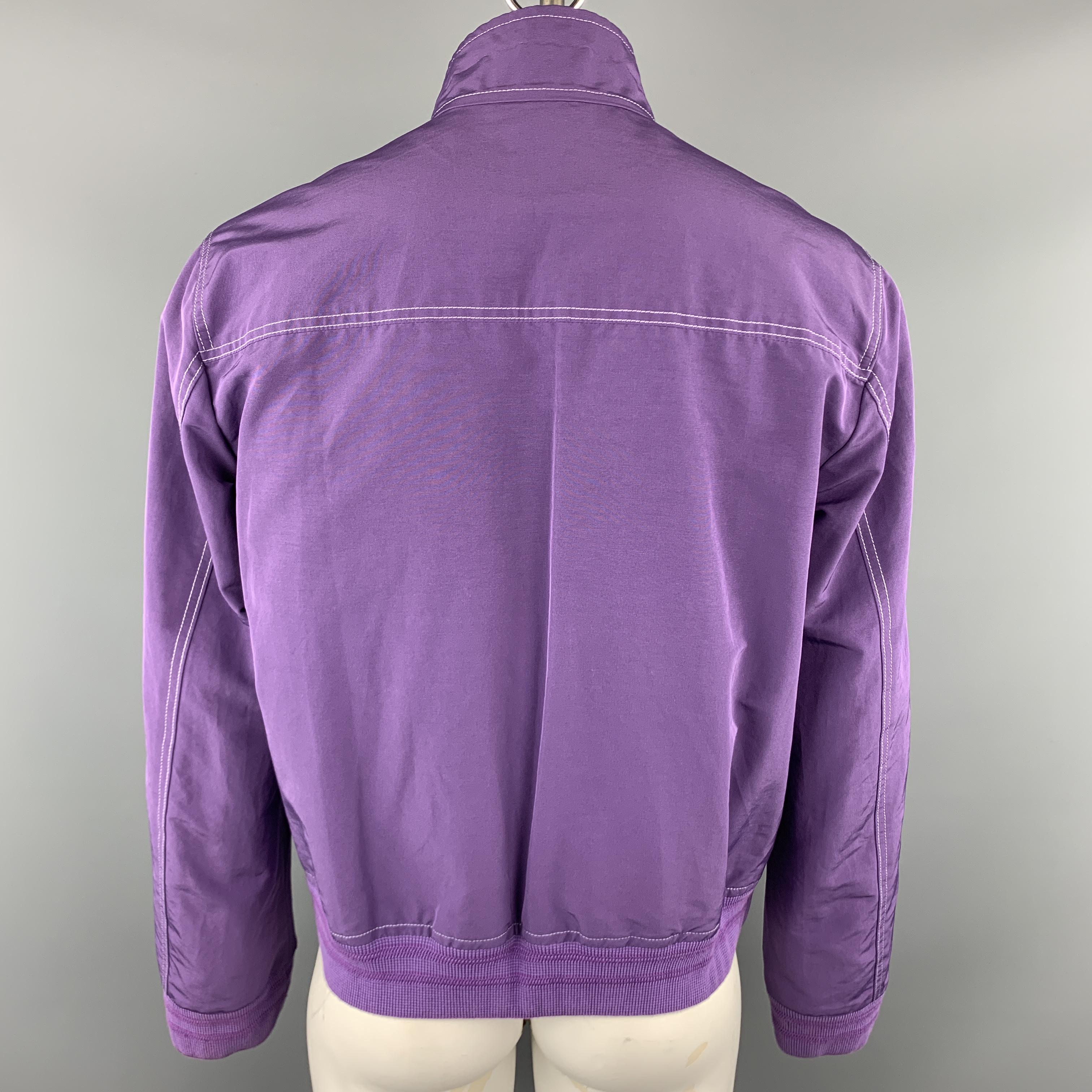 TOM FORD Chest Size 42 Purple Contrast Stitch Cotton Blend Zip Up Jacket In Excellent Condition In San Francisco, CA
