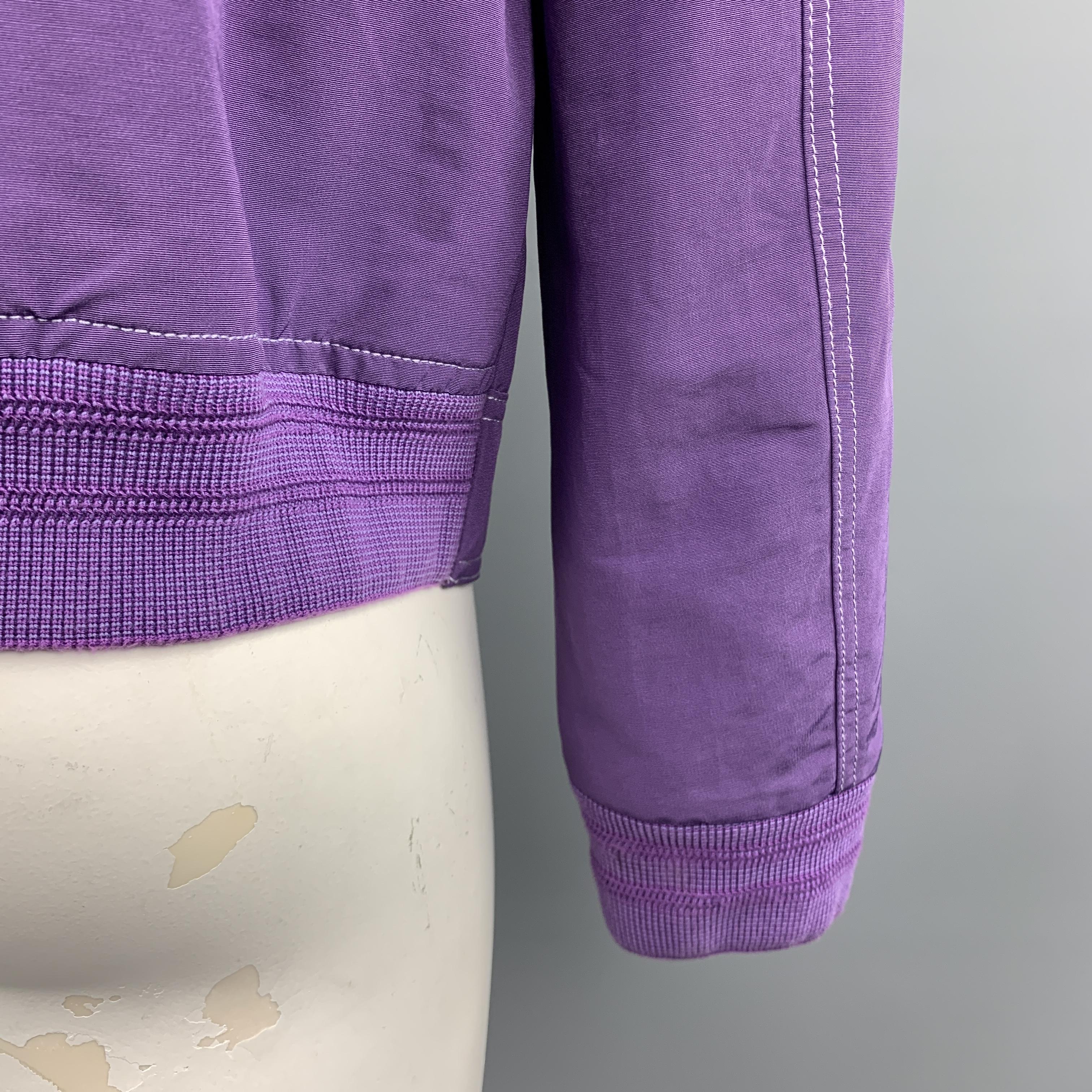 TOM FORD Chest Size 42 Purple Contrast Stitch Cotton Blend Zip Up Jacket 1