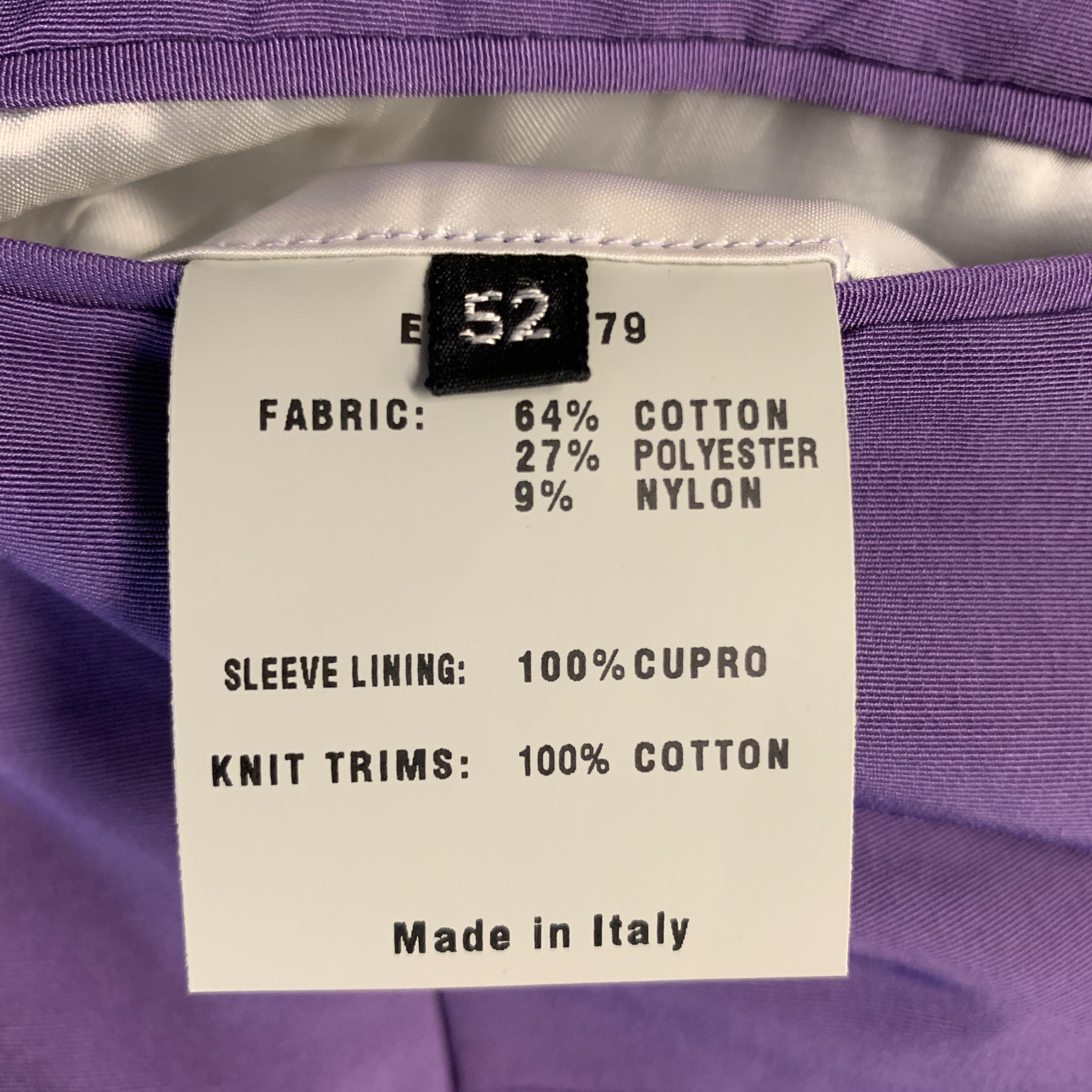 TOM FORD Chest Size 42 Purple Contrast Stitch Cotton Blend Zip Up Jacket 2