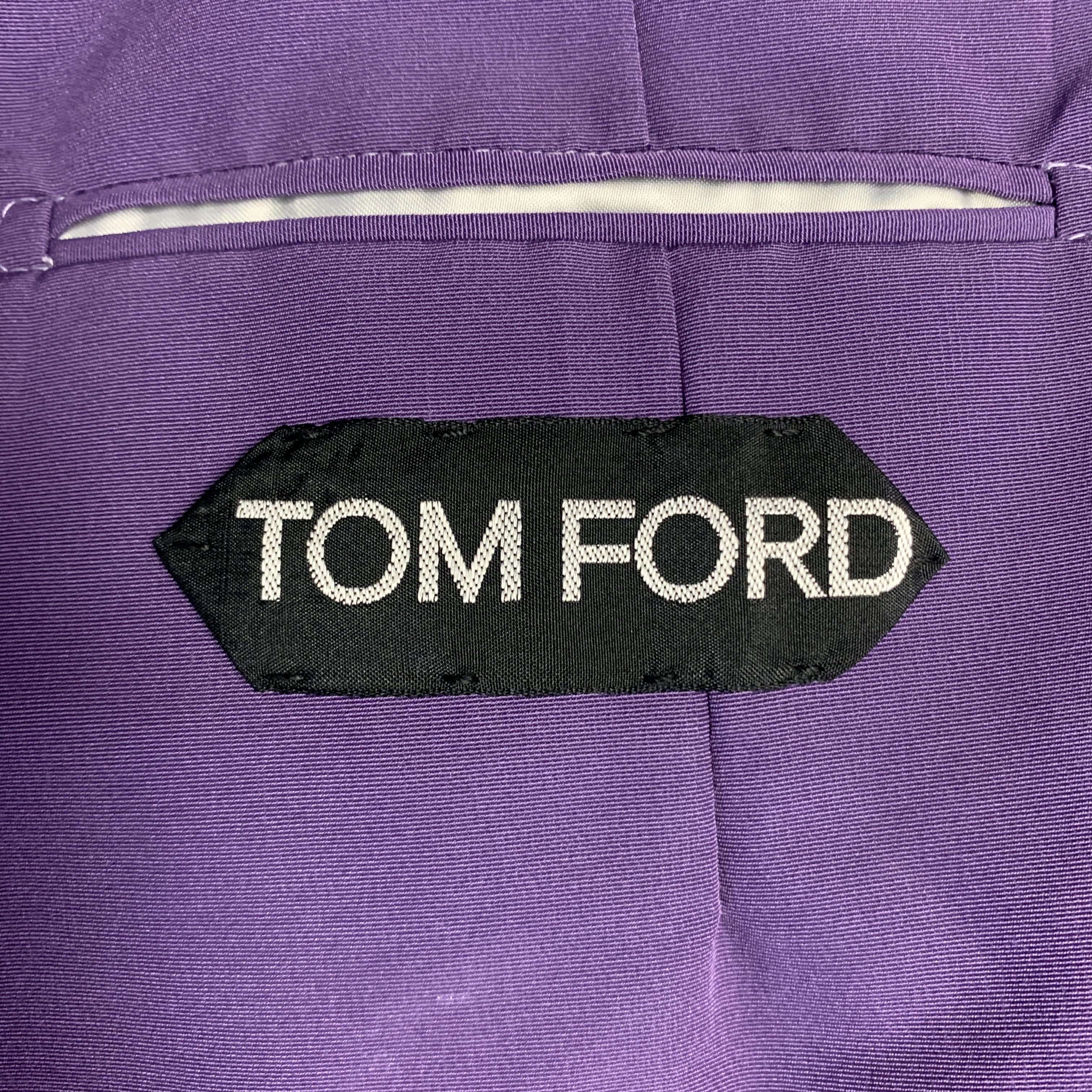 TOM FORD Chest Size 42 Purple Contrast Stitch Cotton Blend Zip Up Jacket 3