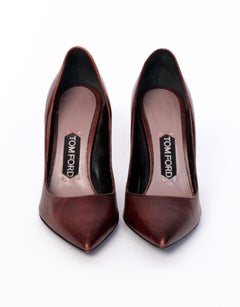 Tom Ford Chocolate Brown Leather Pointed Toe Pump (37 EU)