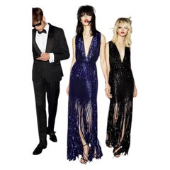 Tom Ford Cobalt Blue Deco Inspired Ltd Production Beaded Evening Dress