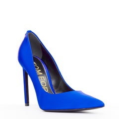 TOM FORD cobalt blue satin pointy front stiletto heeled pumps EU36.5