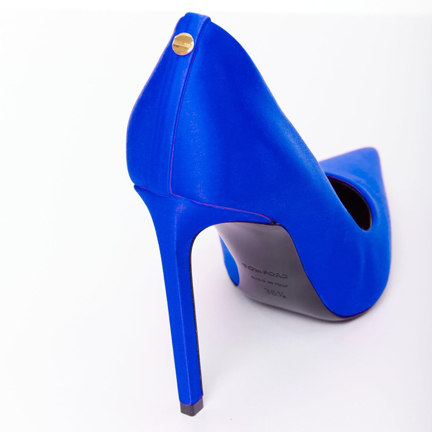 TOM FORD kobaltblaue Satin-Pumps mit spitz zulaufendem Stiletto-Absatz EU36.5 im Angebot 3