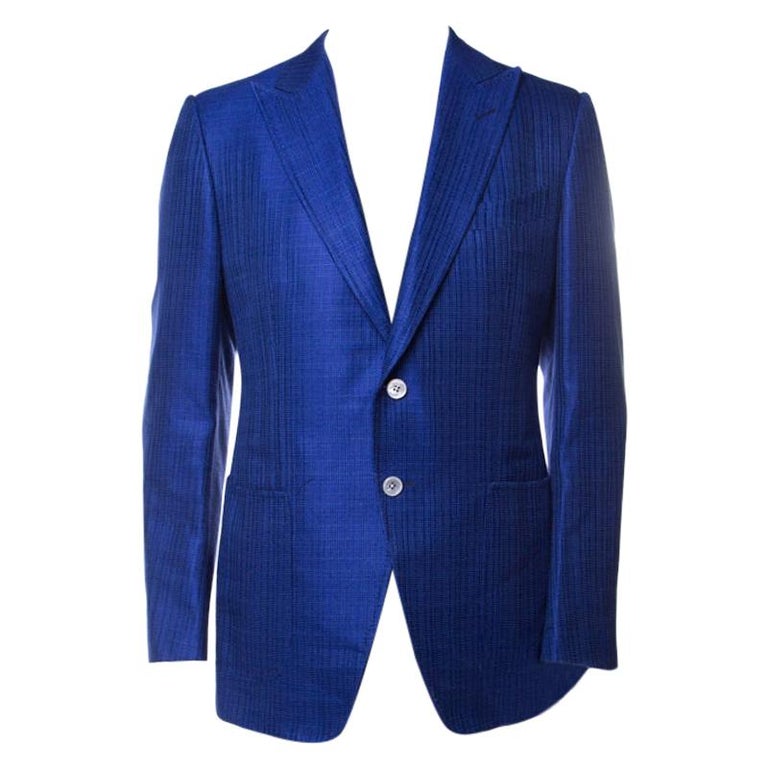 Tom Ford Cobalt Blue Textured Linen Silk Tailored Blazer L at 1stDibs
