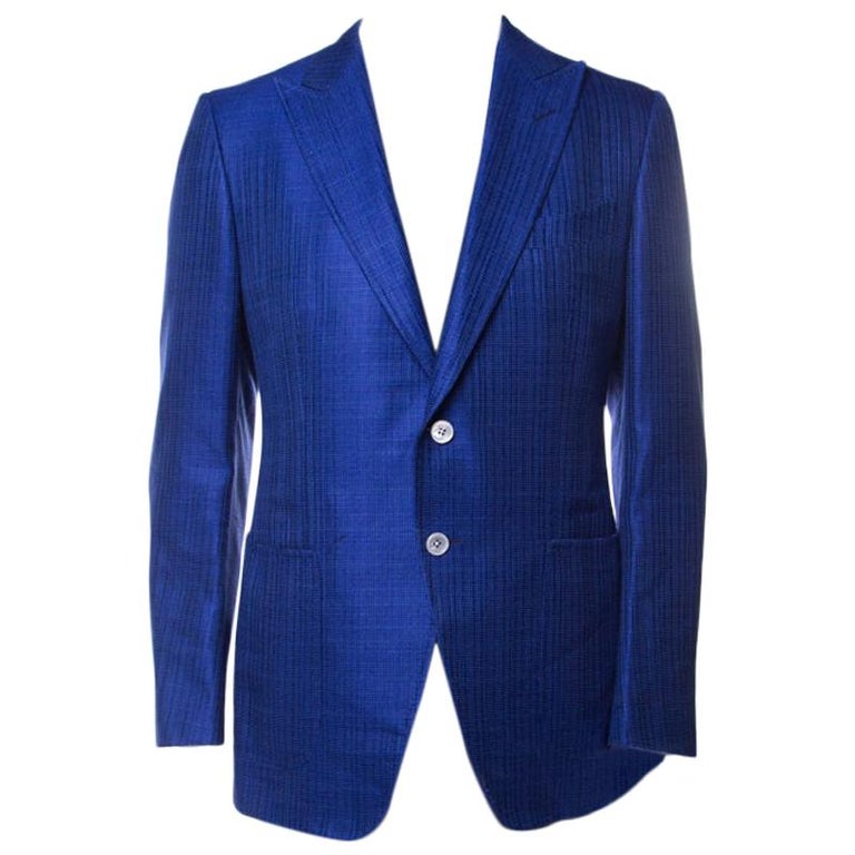 Tom Ford Cobalt Blue Textured Linen Silk Tailored Blazer L at 1stDibs