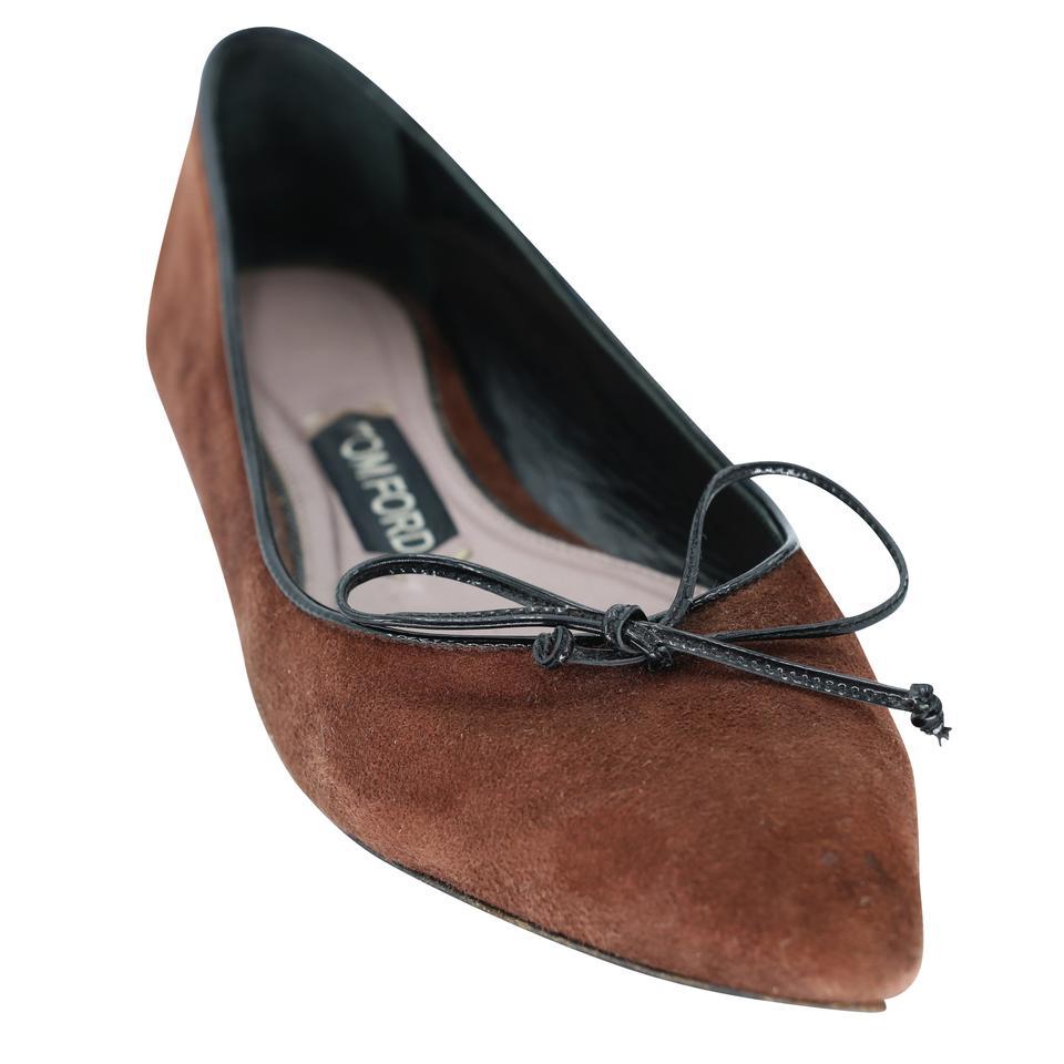 Tom Ford Cognac Calf Hair 37 Ballerina Pointy Toes Flats TF-S06013P-0008 In Good Condition In Downey, CA