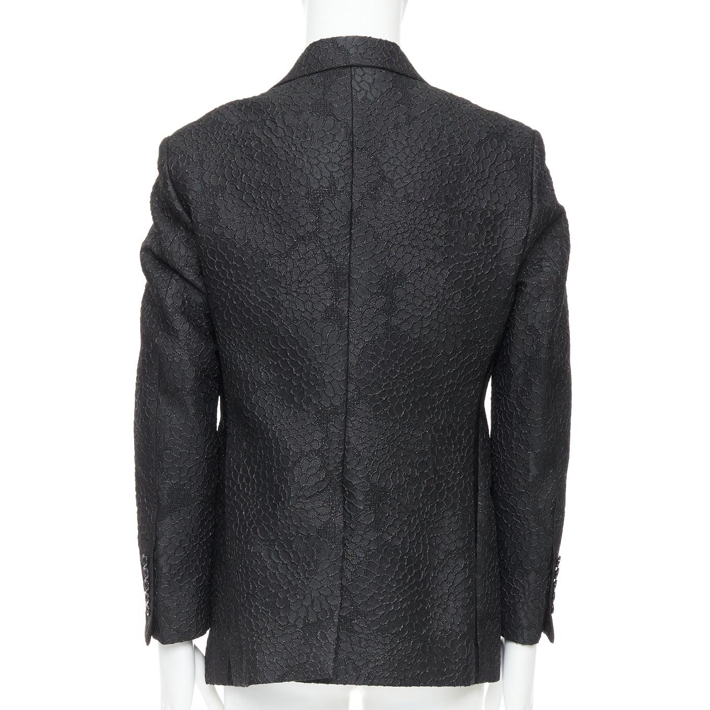 De los hombres TOM FORD Cooper blazer de esmoquin con solapa de pico en brocado 3D floral negro IT52 XL en venta