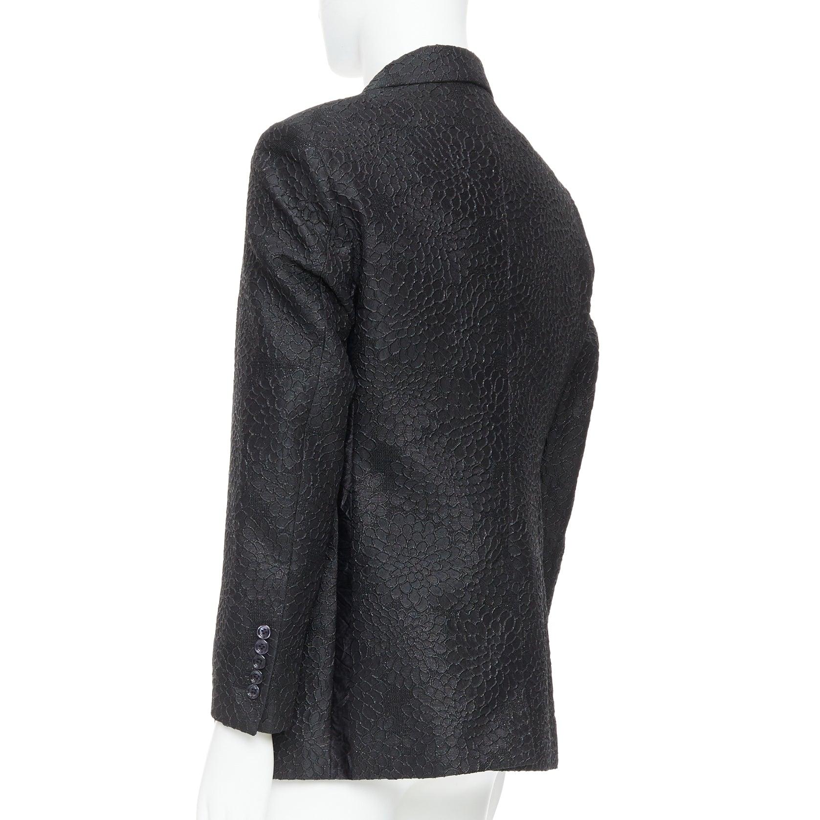 TOM FORD Cooper blazer de esmoquin con solapa de pico en brocado 3D floral negro IT52 XL en venta 1