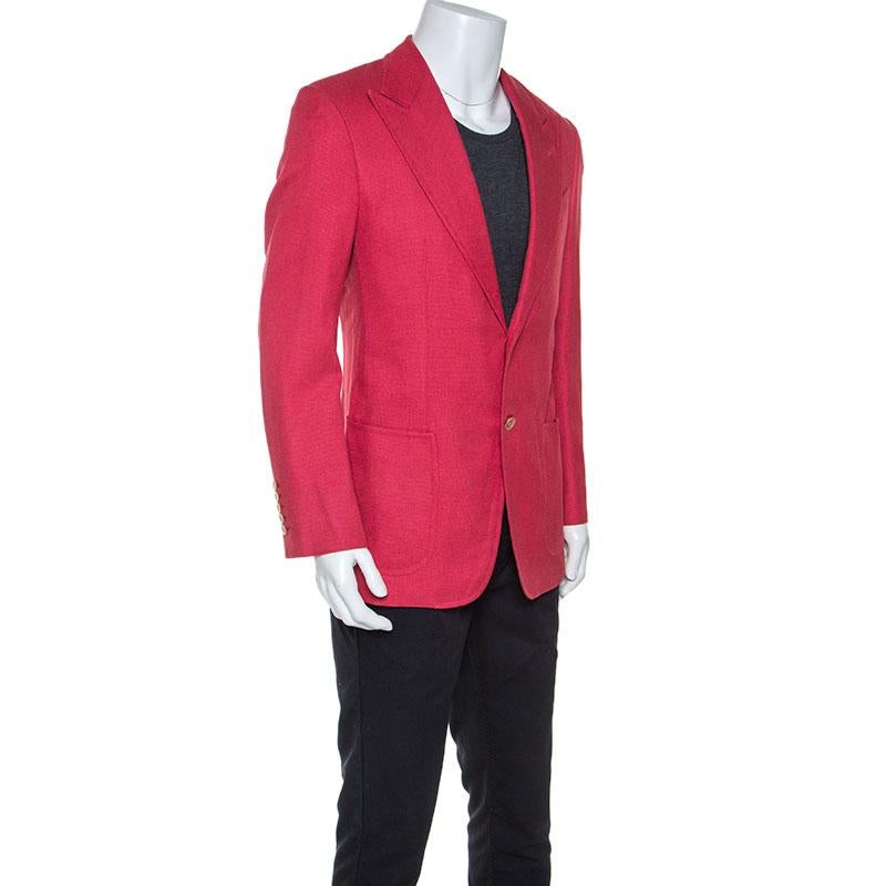 Tom Ford Coral Pink Silk Woven Sport Coat L In Good Condition In Dubai, Al Qouz 2